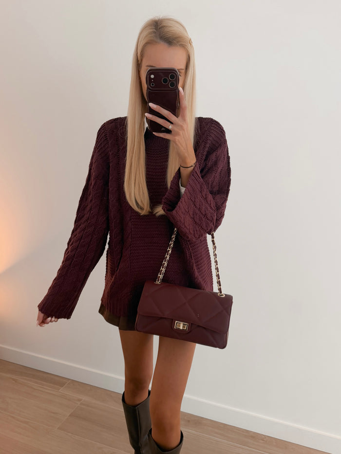 Plum Cable Knit Sweater