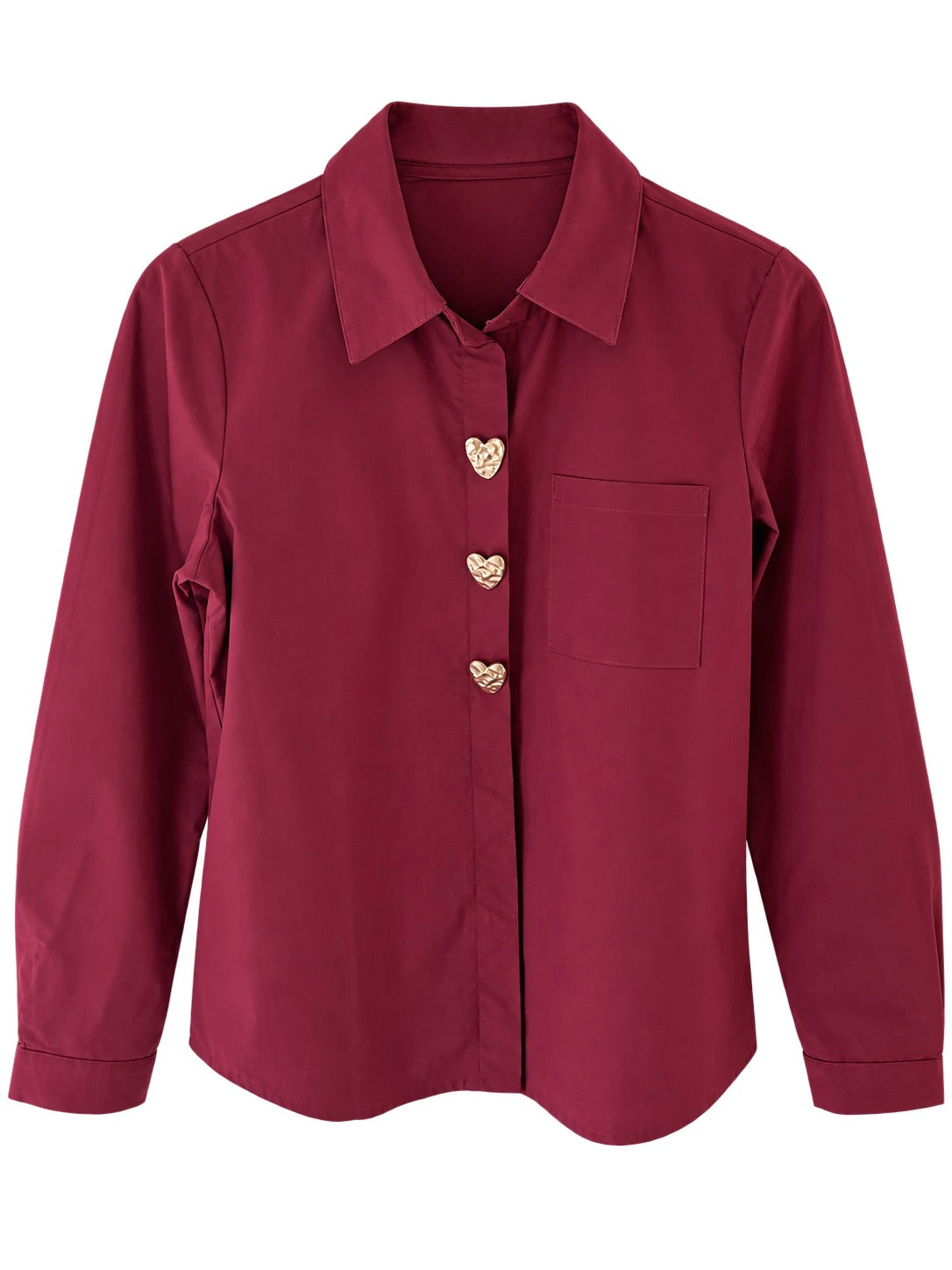 Burgundy Heart Brooch Blouse