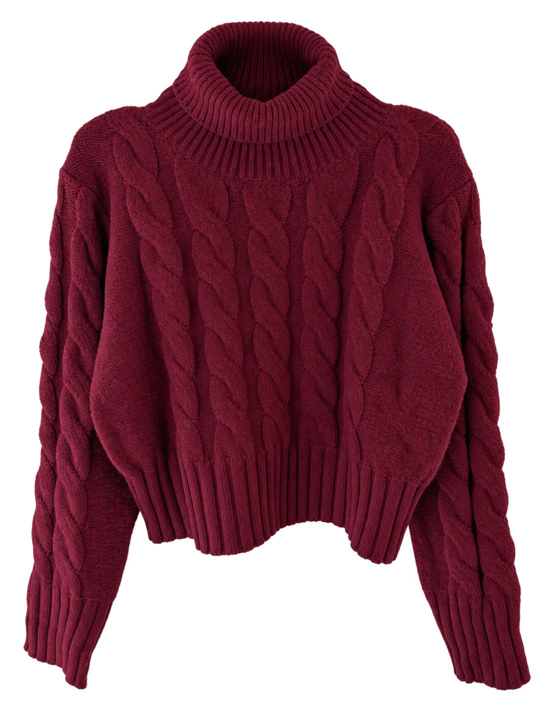 Cute Burgundy Cable Knit Sweater