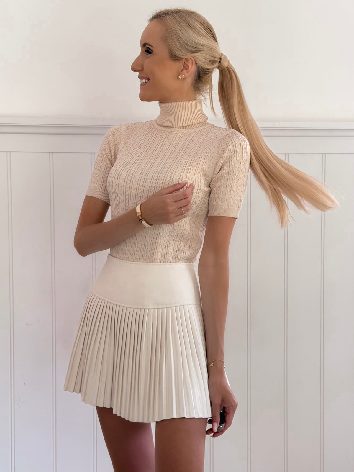 Soft Cream Plissée Skirt