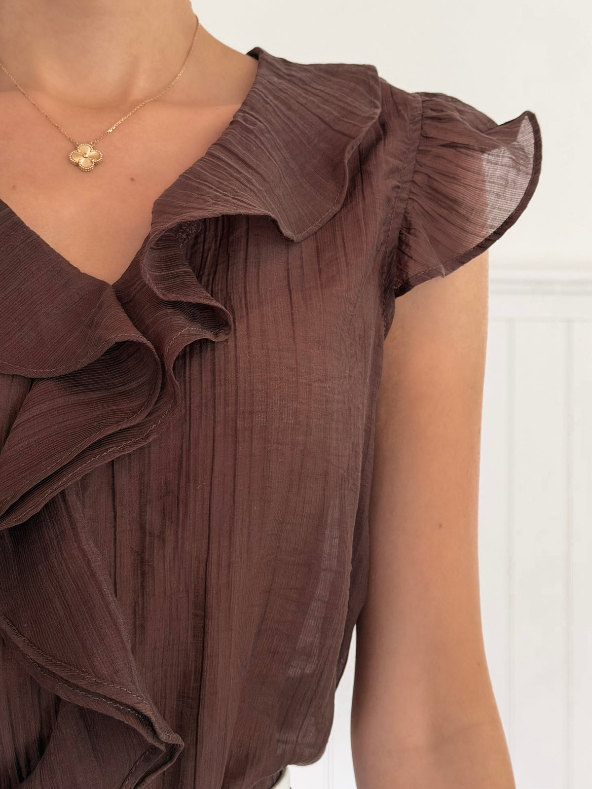 Chocolate Ruffled Top