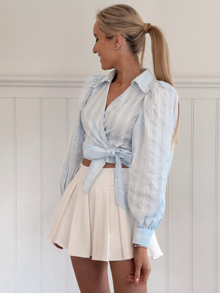 Lou Baby Blue Bow Blouse
