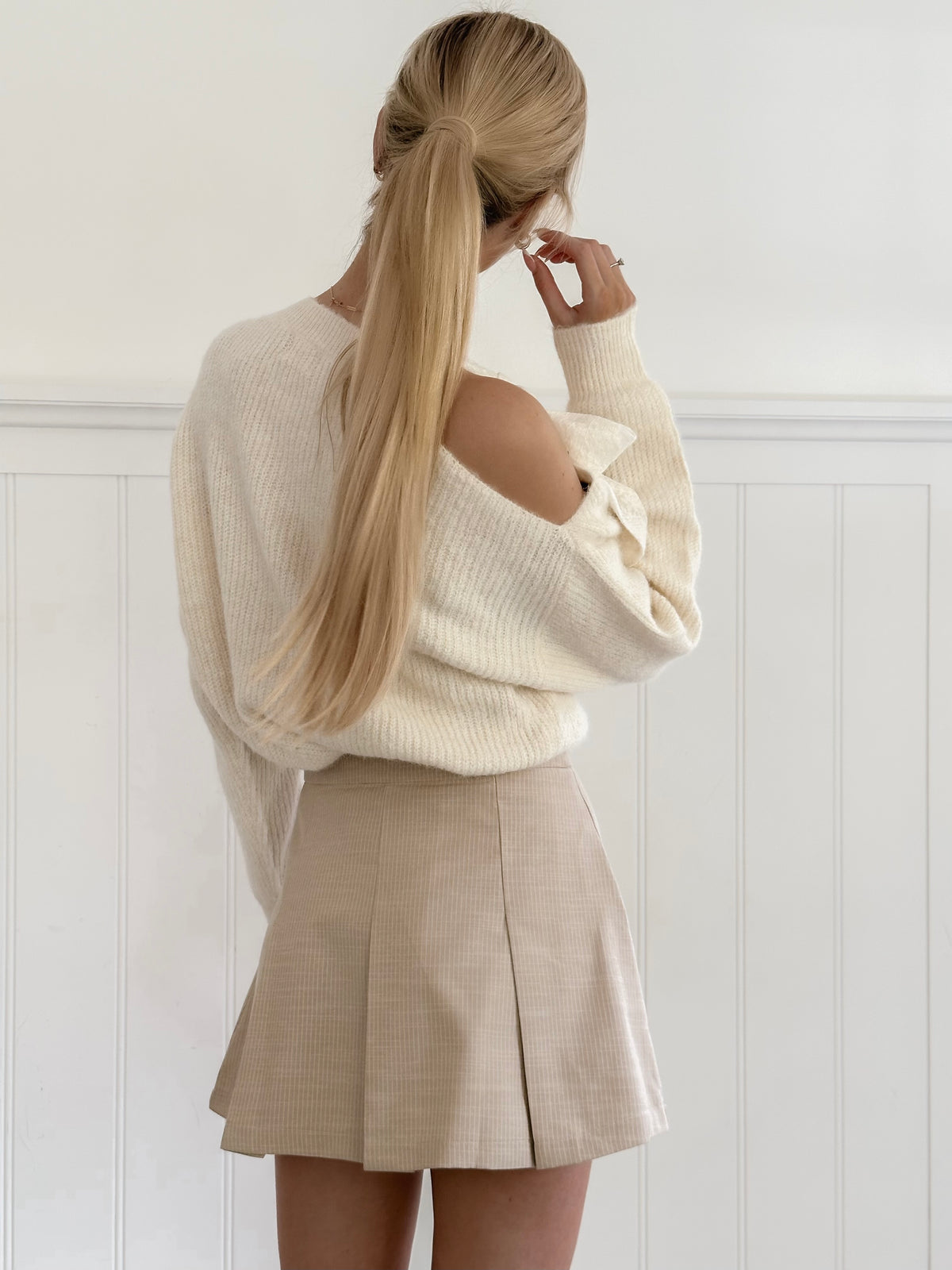 Cream Lace Bow Sweater
