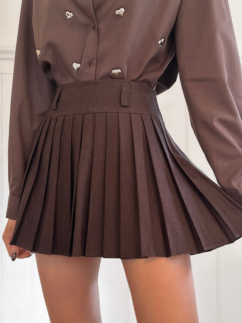 Winter Chocolate Plissée Skirt