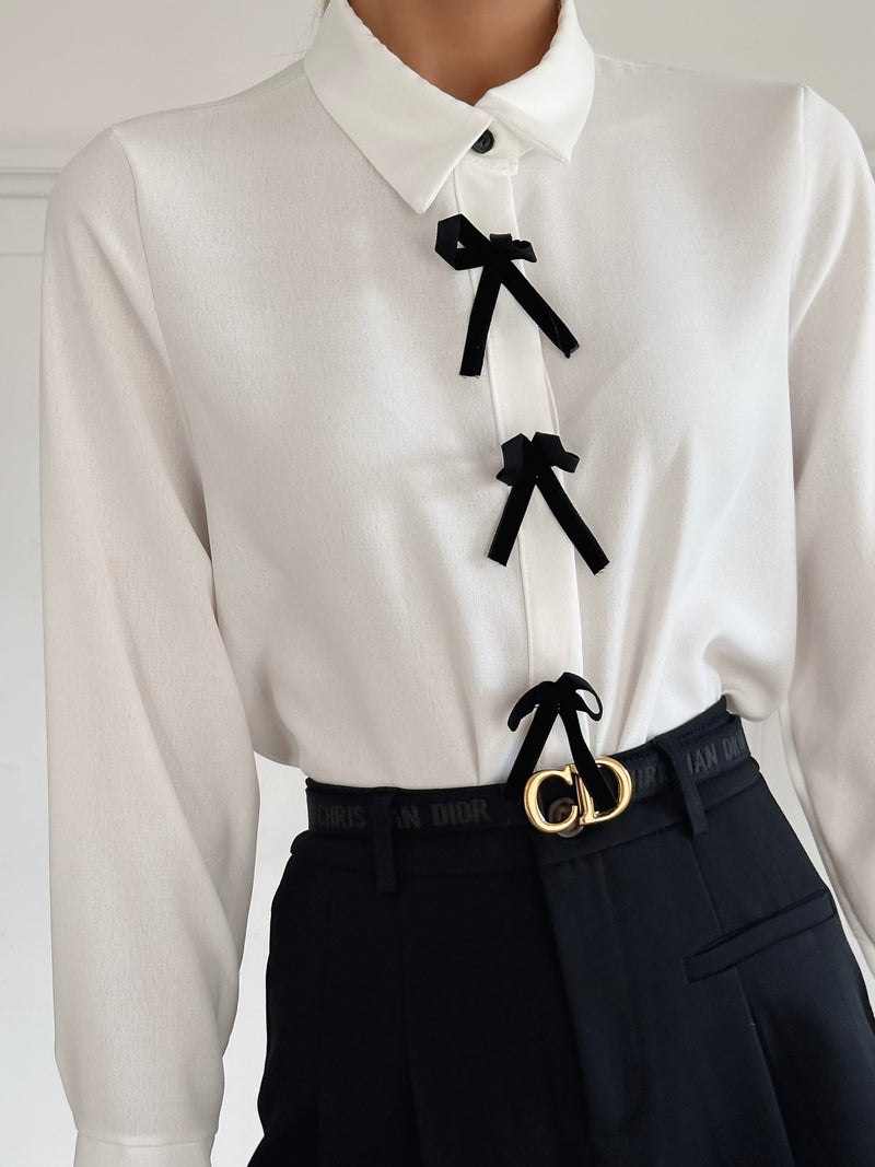 Bow Chic White Blouse