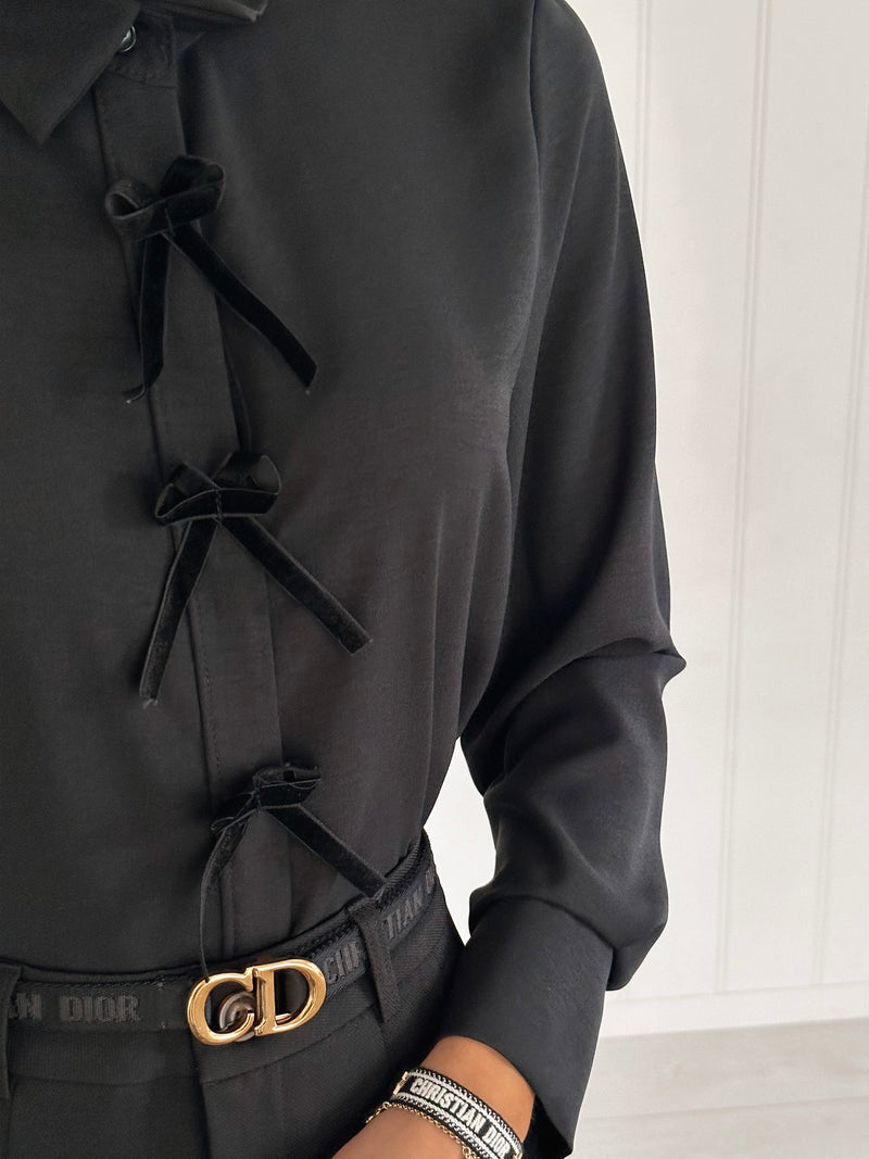 Bow Chic Black Blouse