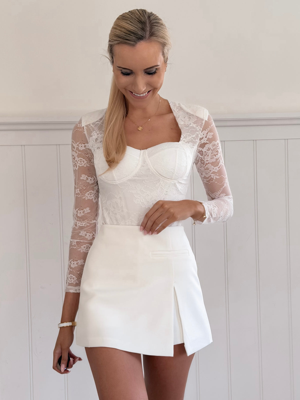 White Split Skirt