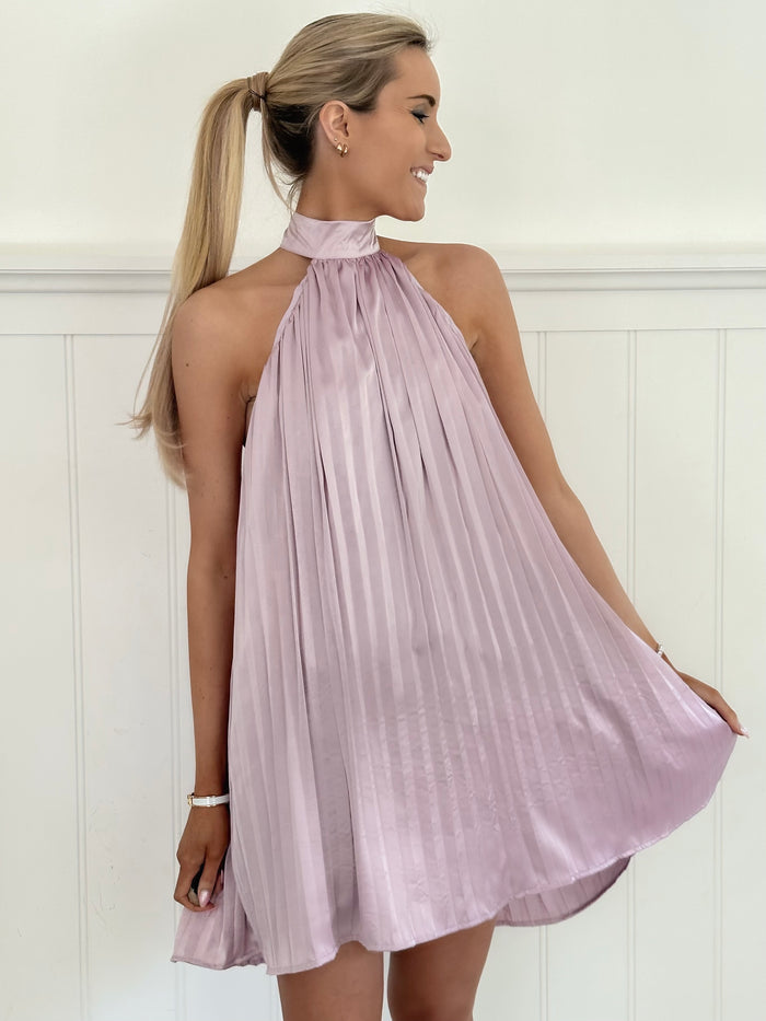 Lila Bow Pleated Dress