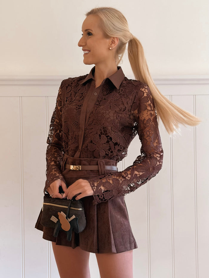 Chocolate Romance Lace Blouse