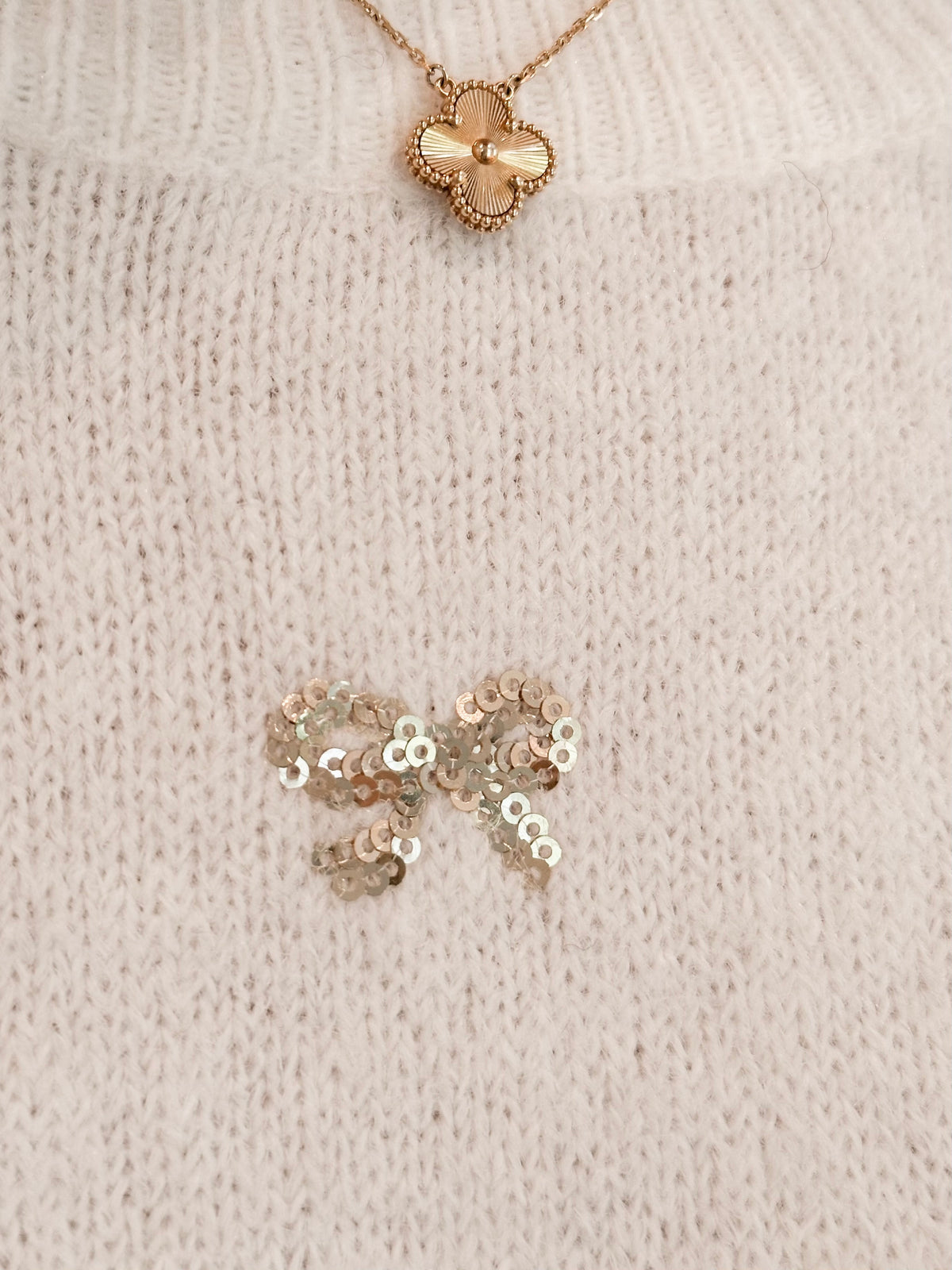 Golden Glitter Bow Sweater