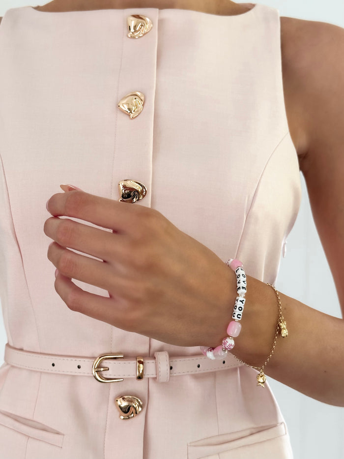 Rose Golden Buttons Dress