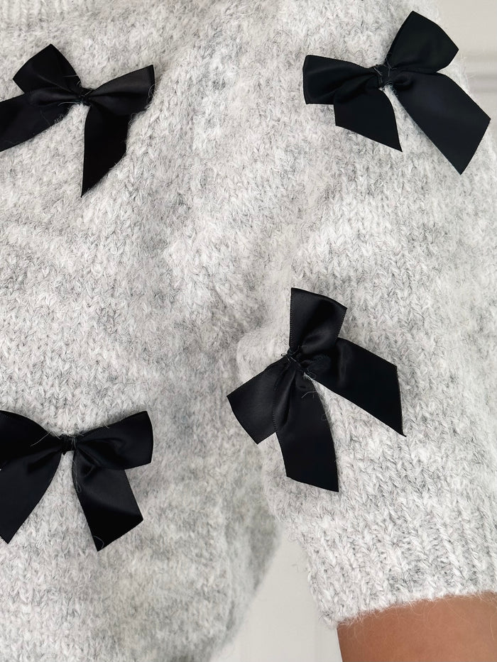 Grey Black Bow Sweater