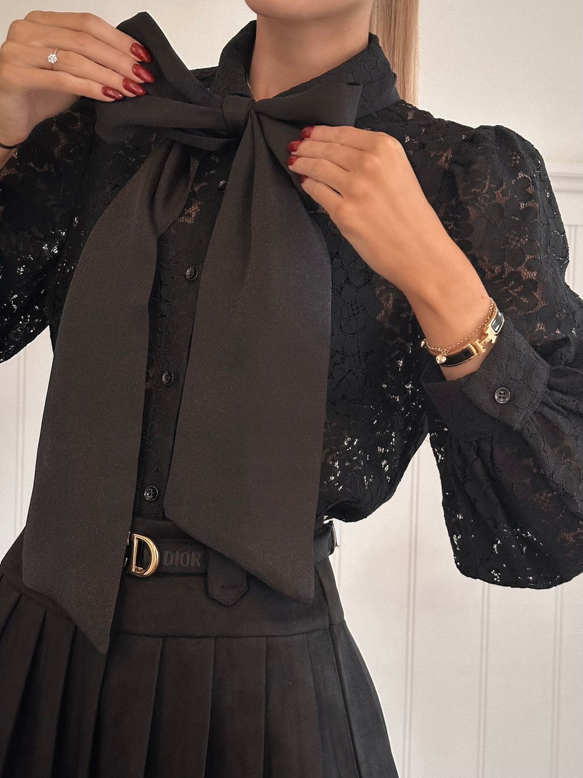 Elegant Lace Bow Blouse