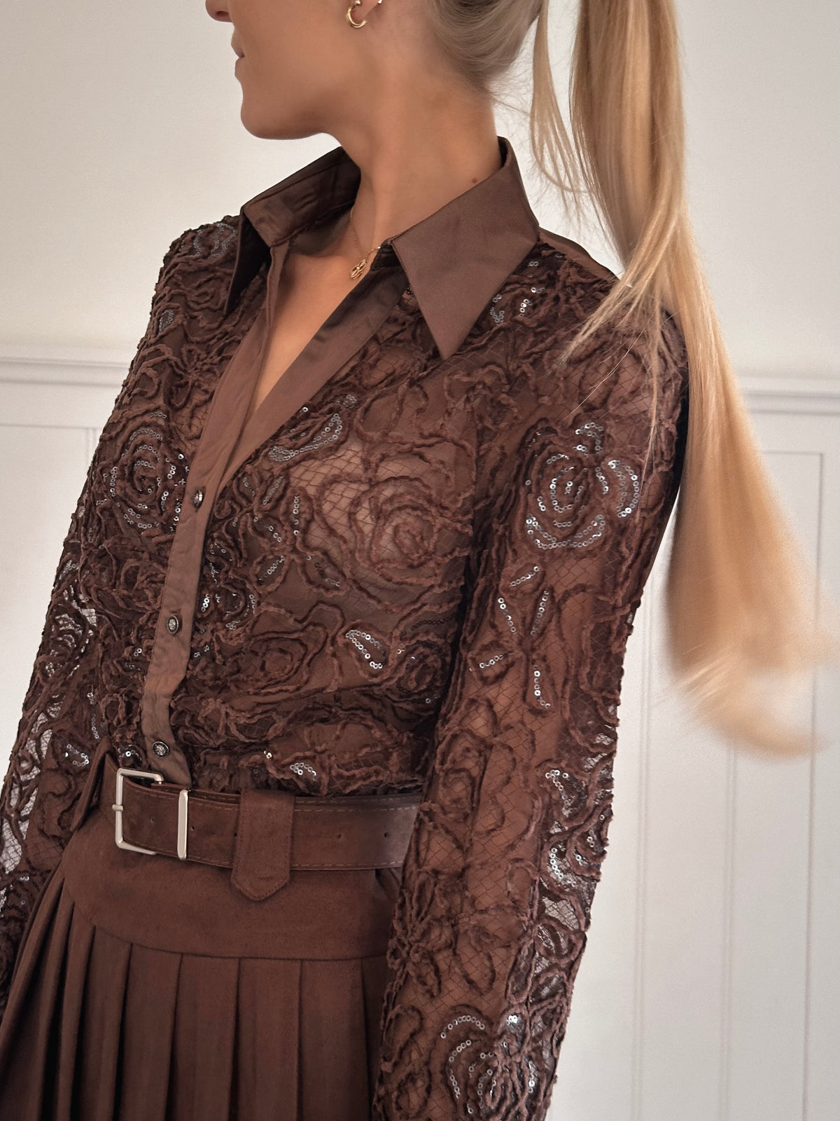 Velvet Chocolate Bloom Blouse