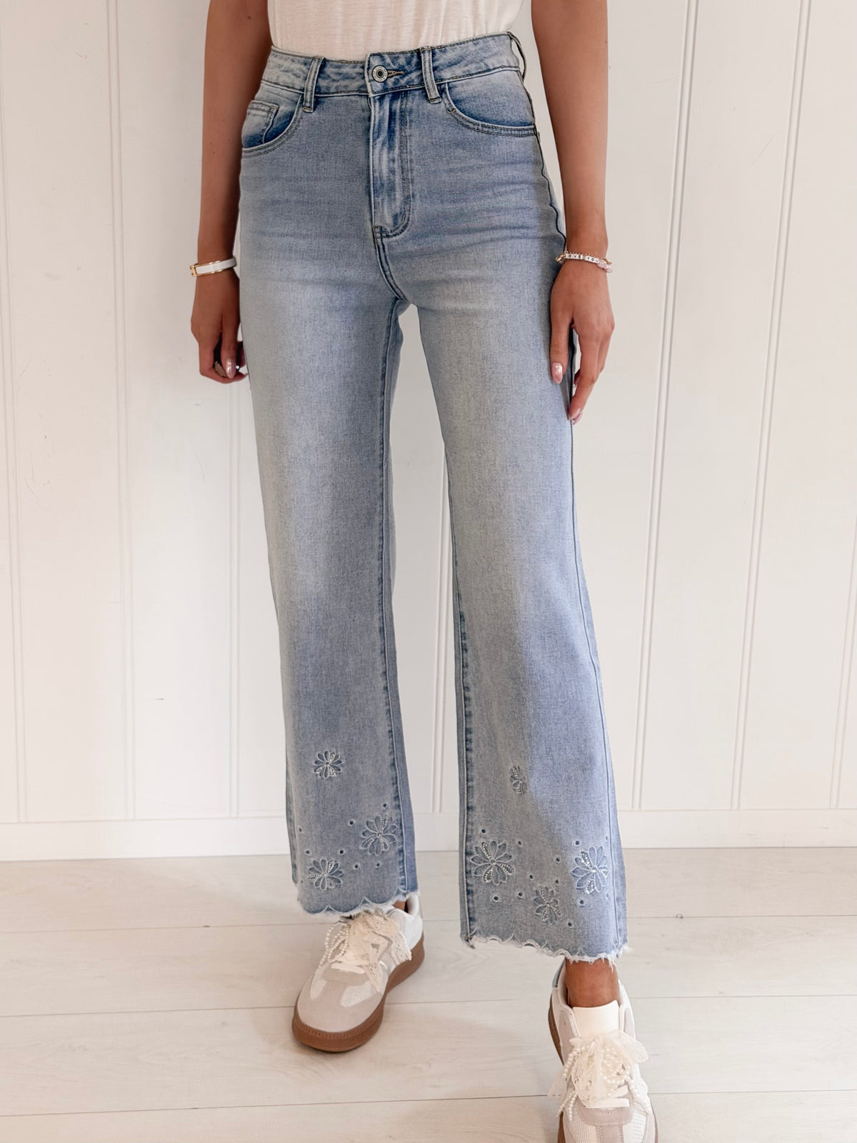 Crystal Bloom Embroidered Jeans