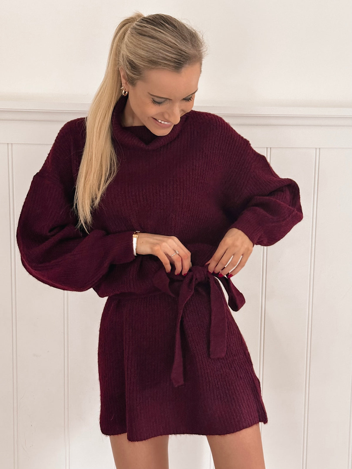 My Favorite Sweater Dress - Burgundy