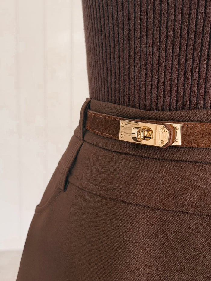 The Chocolate Suede Saddle Belt