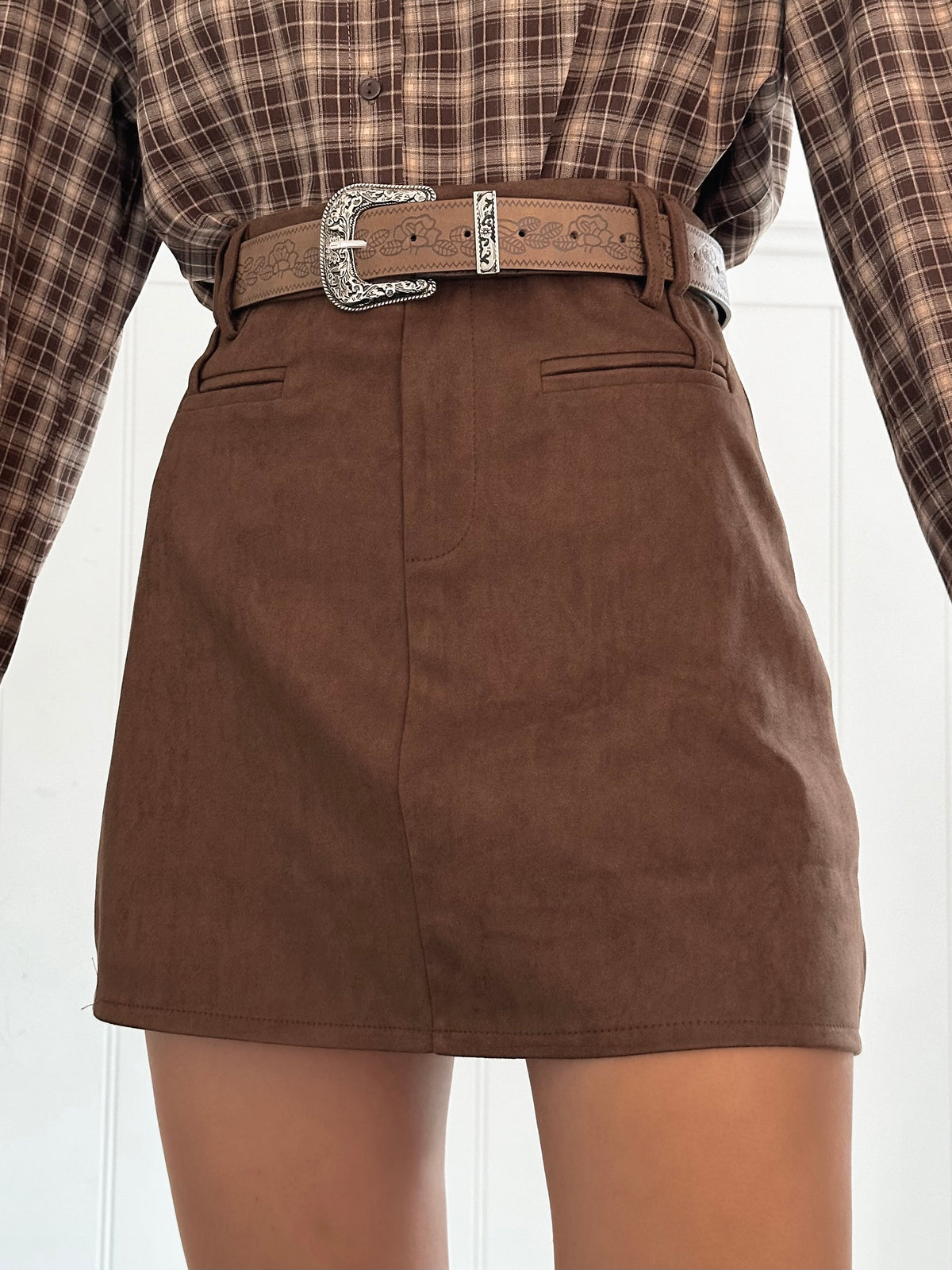 Ricky Chocolate Suede Skirt