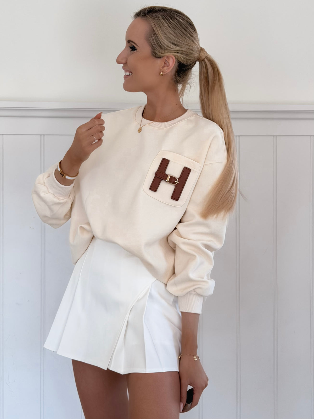 The Leather Detail Sweater