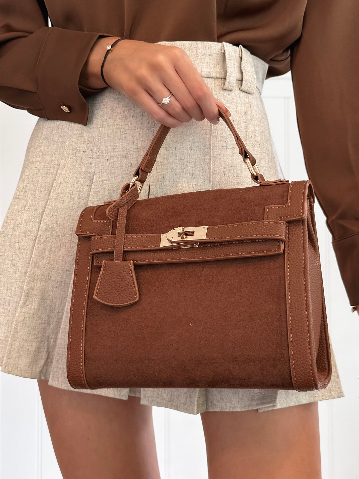Coco Chocolate Suede Bag