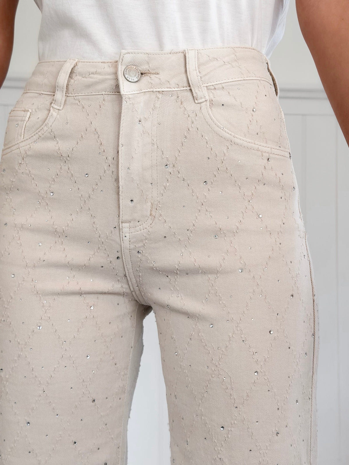 Cream Diamond Jeans
