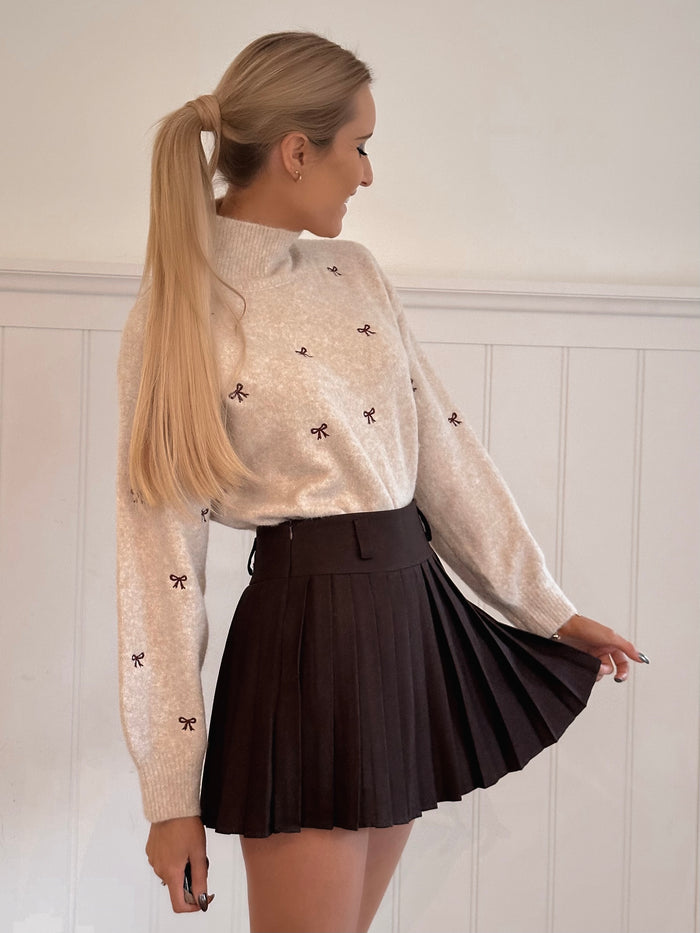 Cute Burgundy Bow Sweater