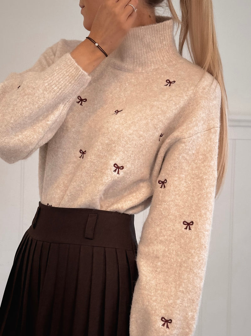 Cute Burgundy Bow Sweater