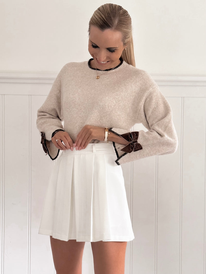 Cute Chocolate Velvet Bow Sweater