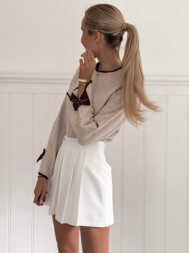 Cute Chocolate Velvet Bow Sweater