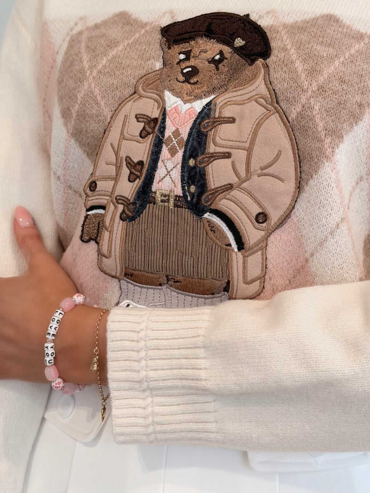 Cream Lovely Bear Sweater