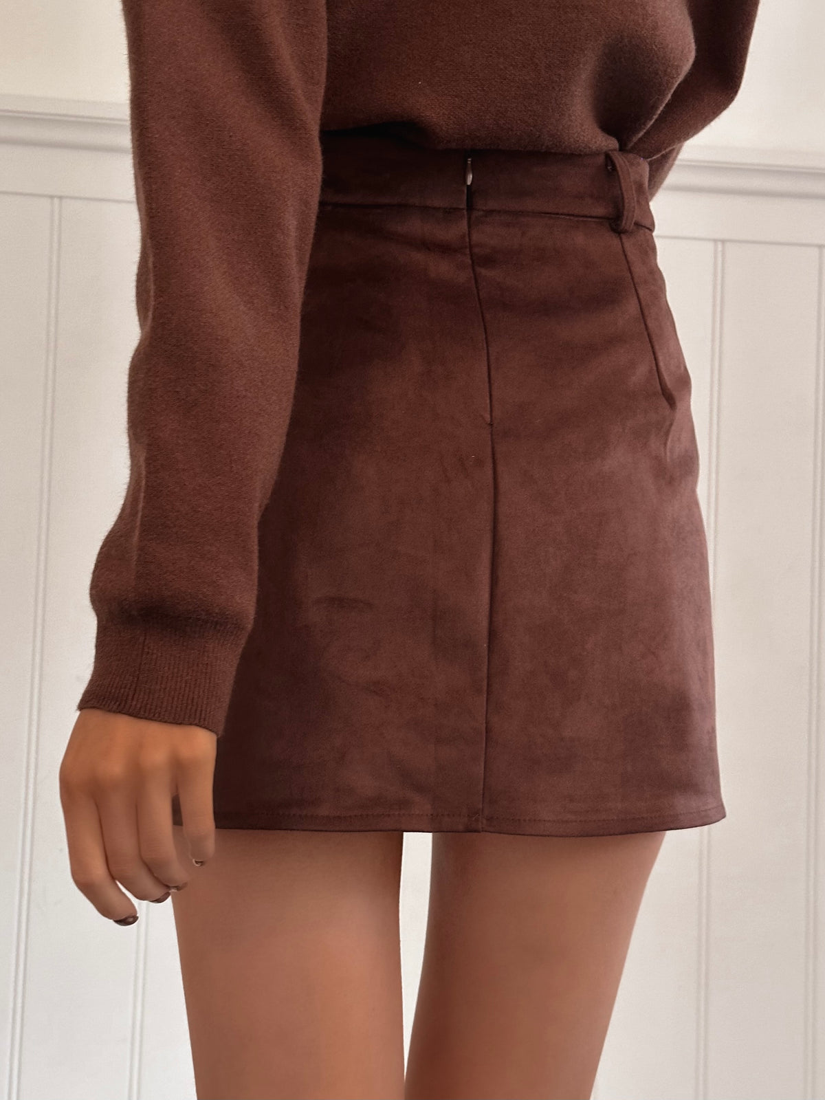 Ricky Dark Chocolate Suede Skirt