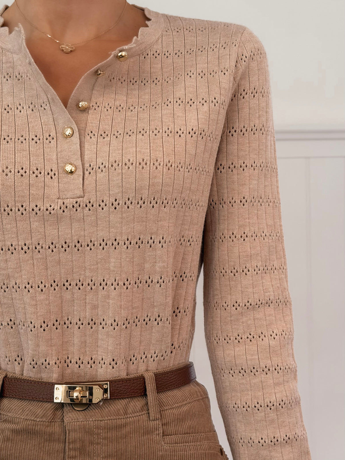 Taupe Golden Button Pull