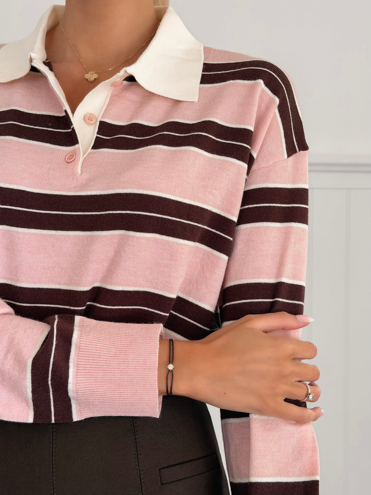 Chocolate Pink Polo Sweater