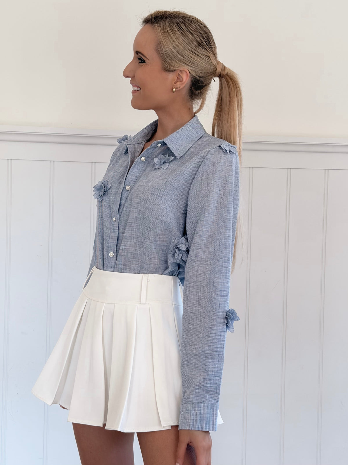 PRE-ORDER Denim Flower Blouse