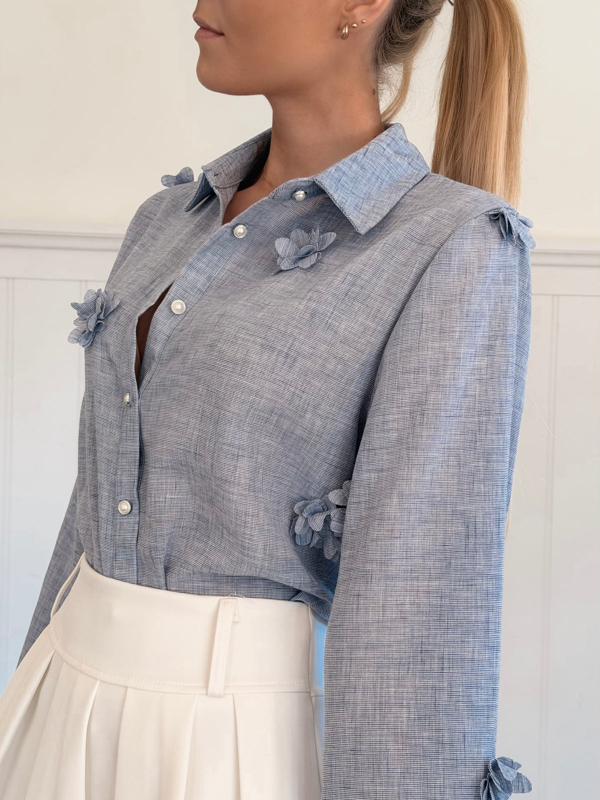 PRE-ORDER Denim Flower Blouse