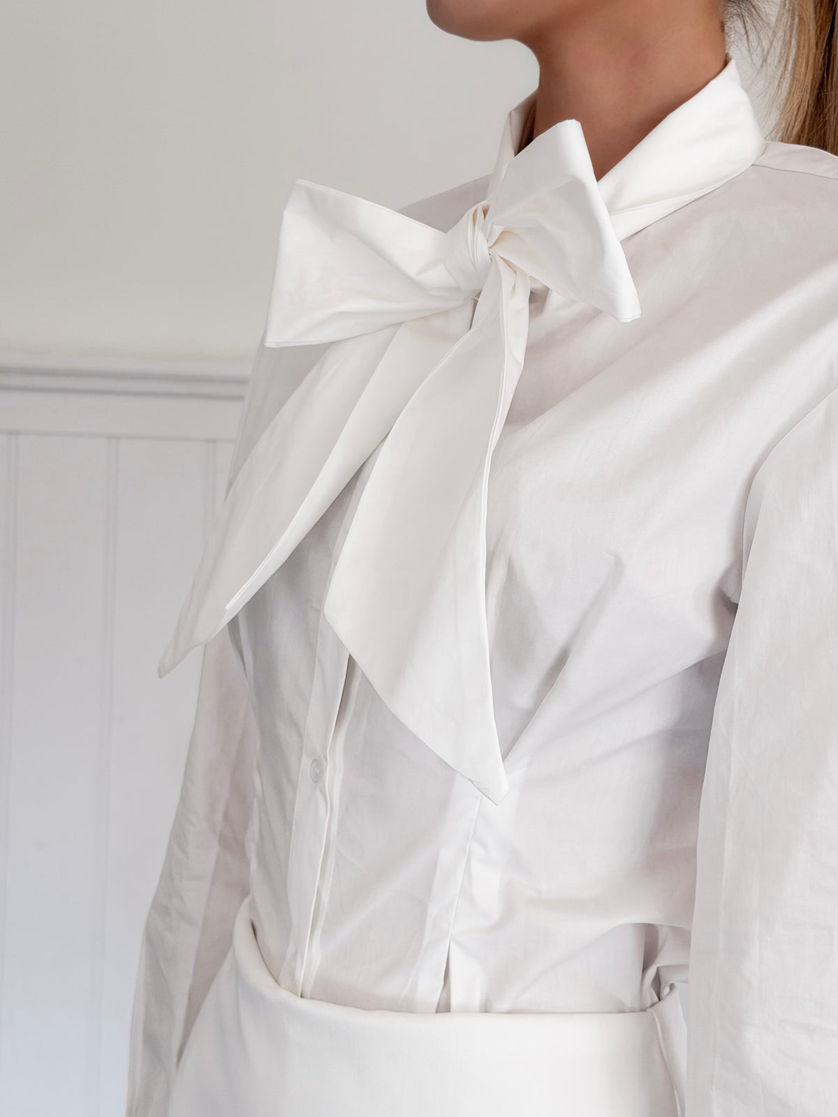 Blanc Bow Blouse