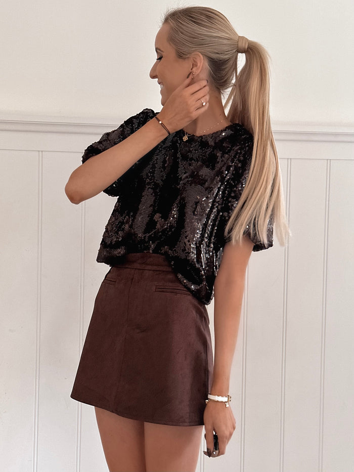 Dark Chocolate Sequin Top