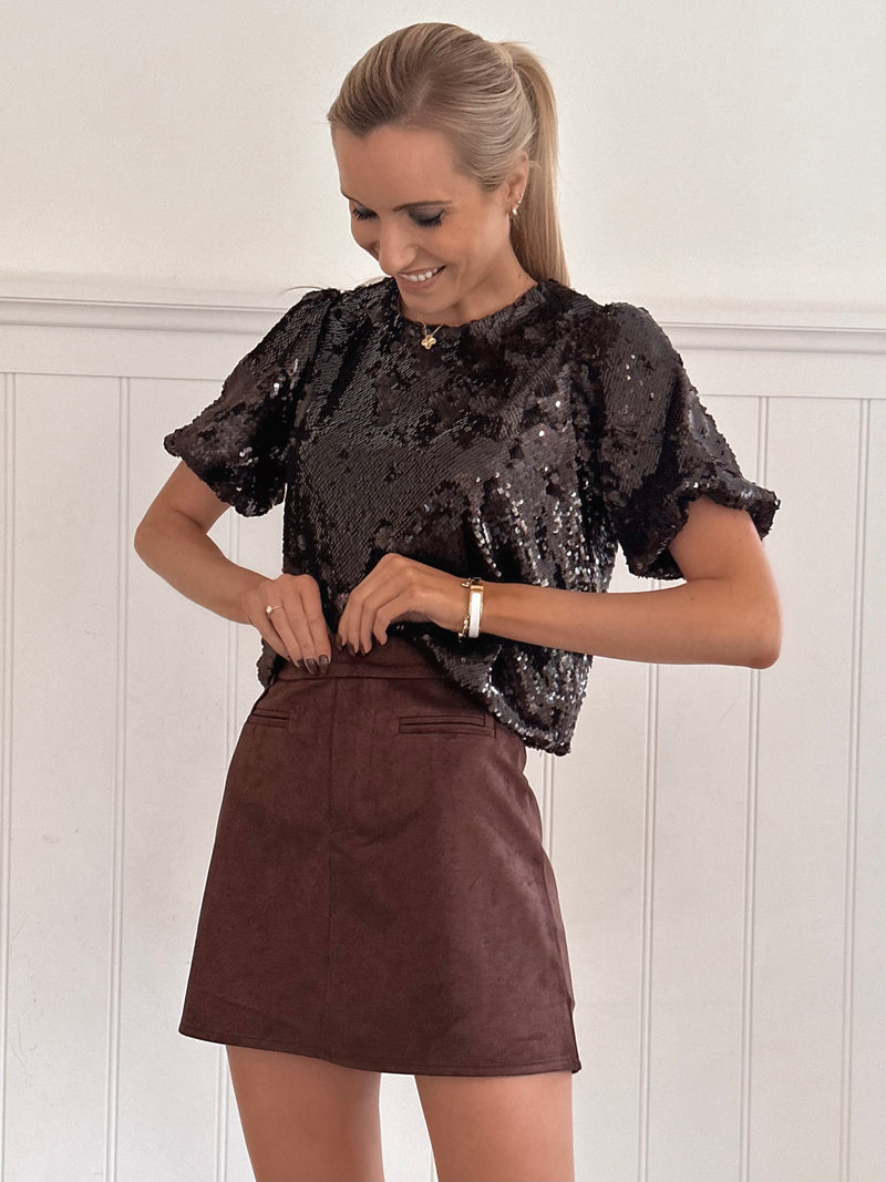 Dark Chocolate Sequin Top