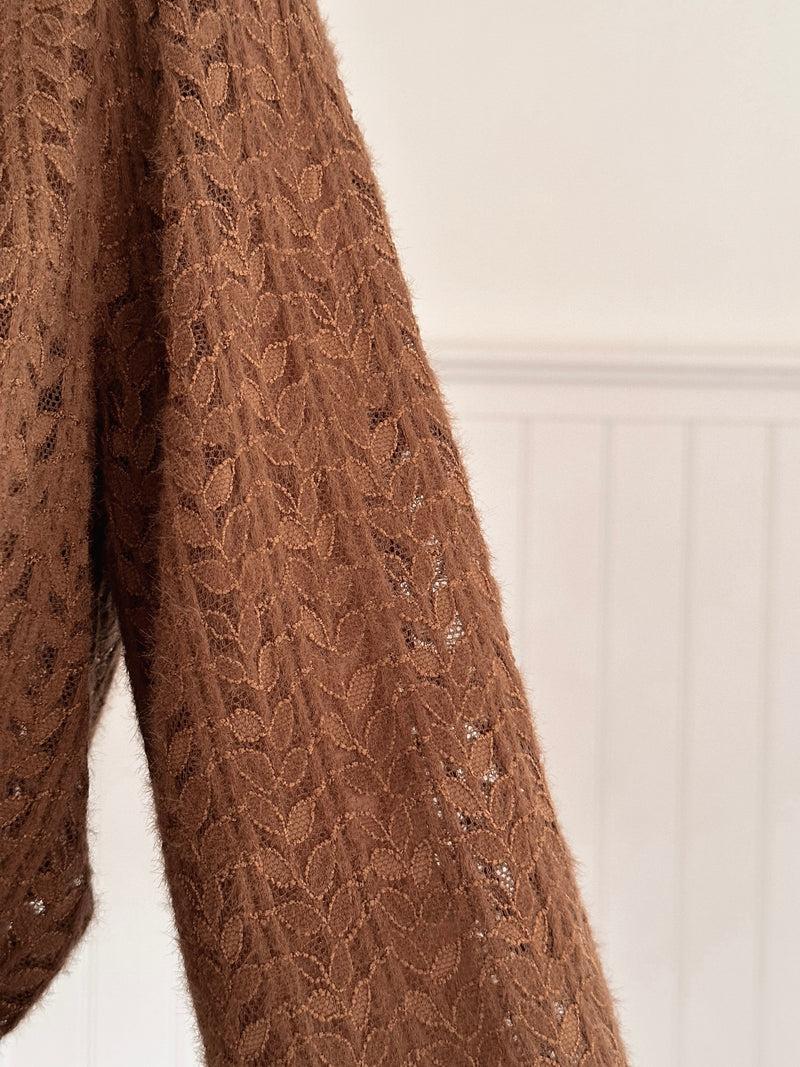 Cozy Autumn Chocolate Lace Blouse