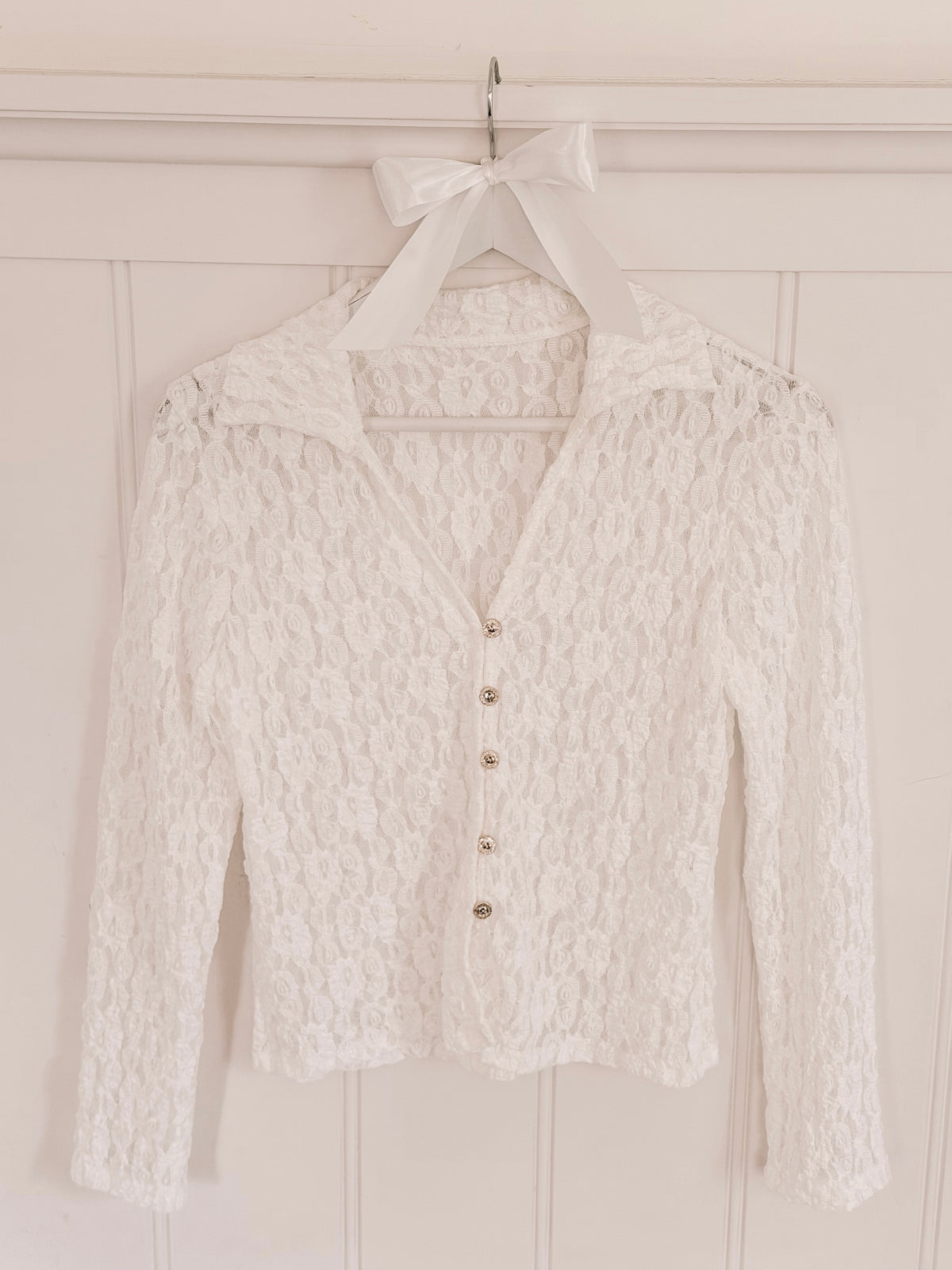 The Golden Button Lace Blouse