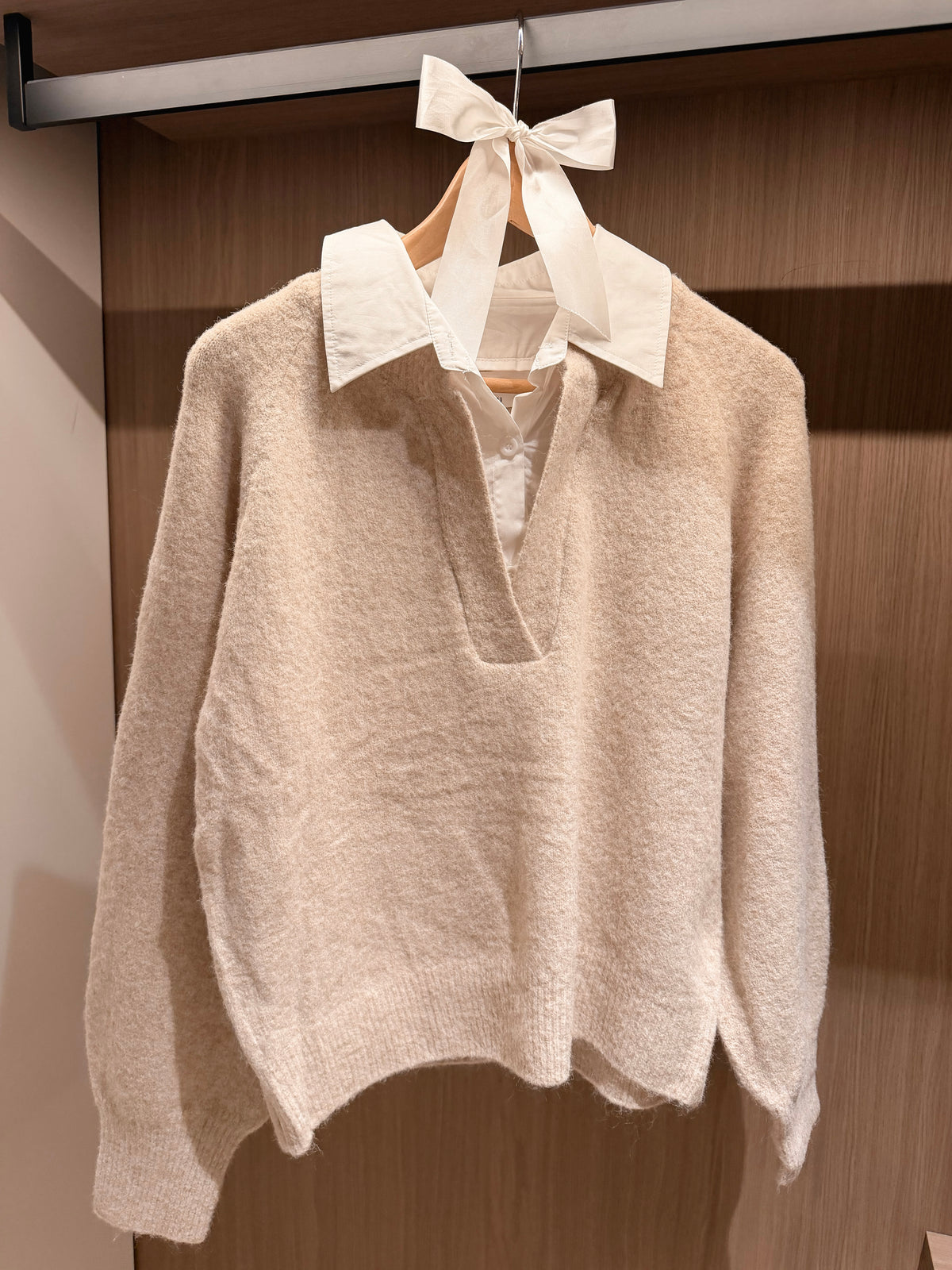 Beige Chic Blouse Sweater