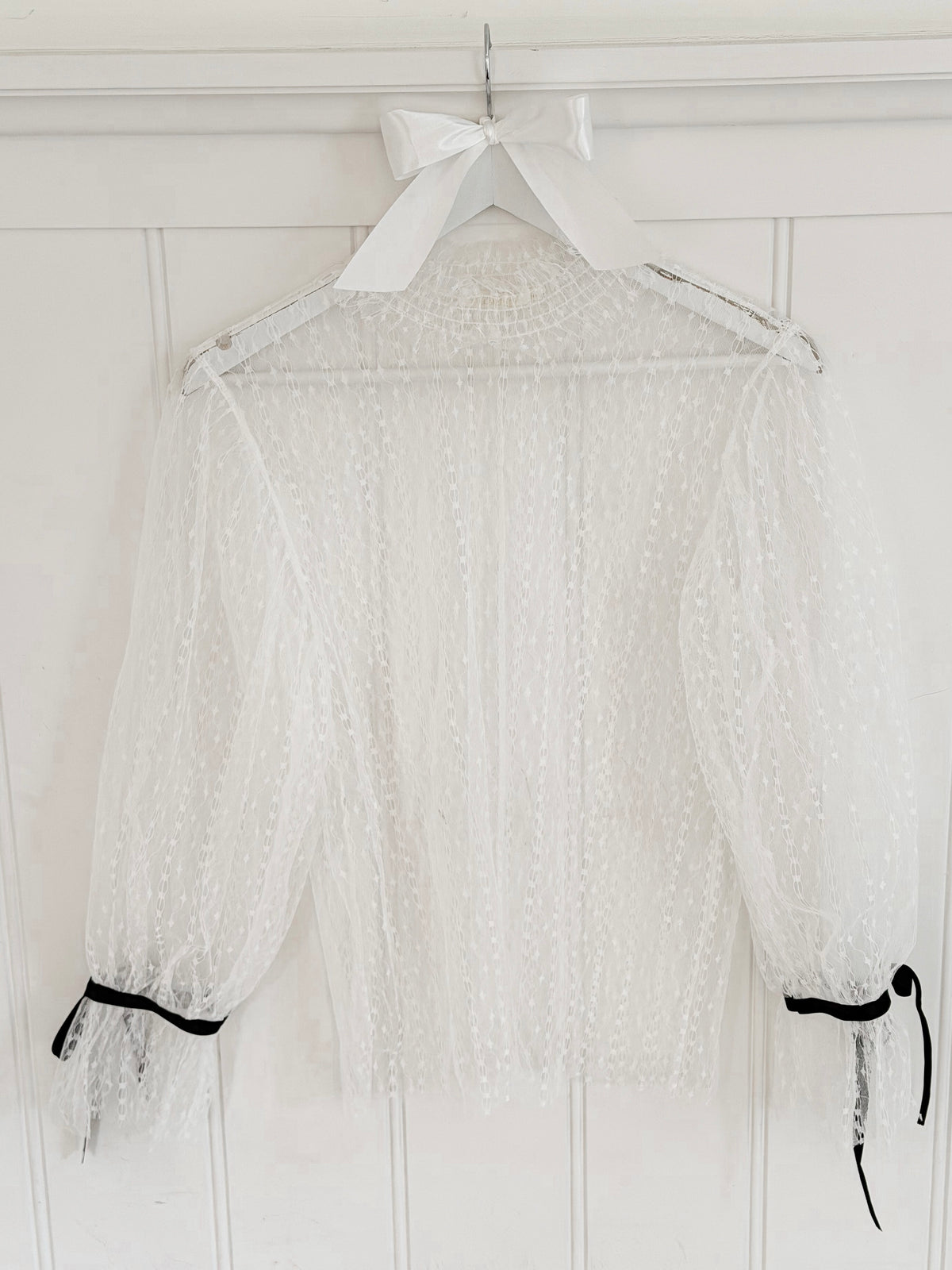 Noir Bow Lace Blouse