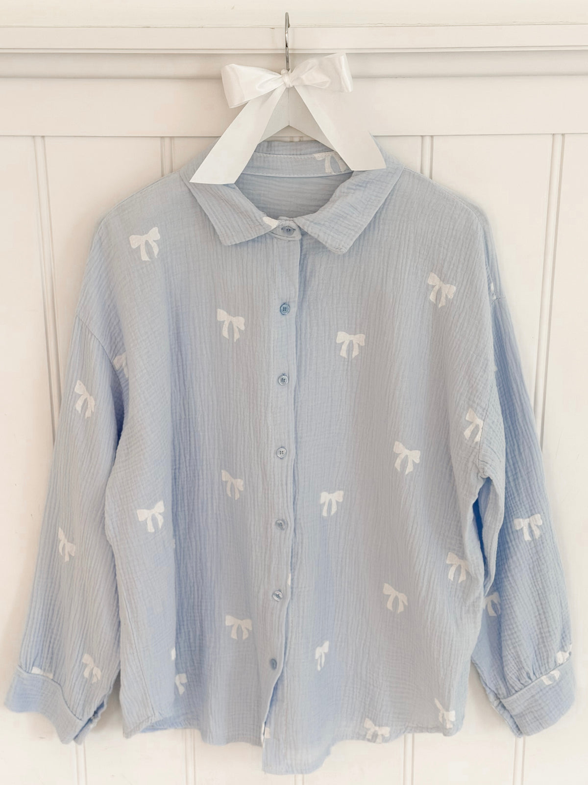 Baby Blue Bow Tetra Blouse