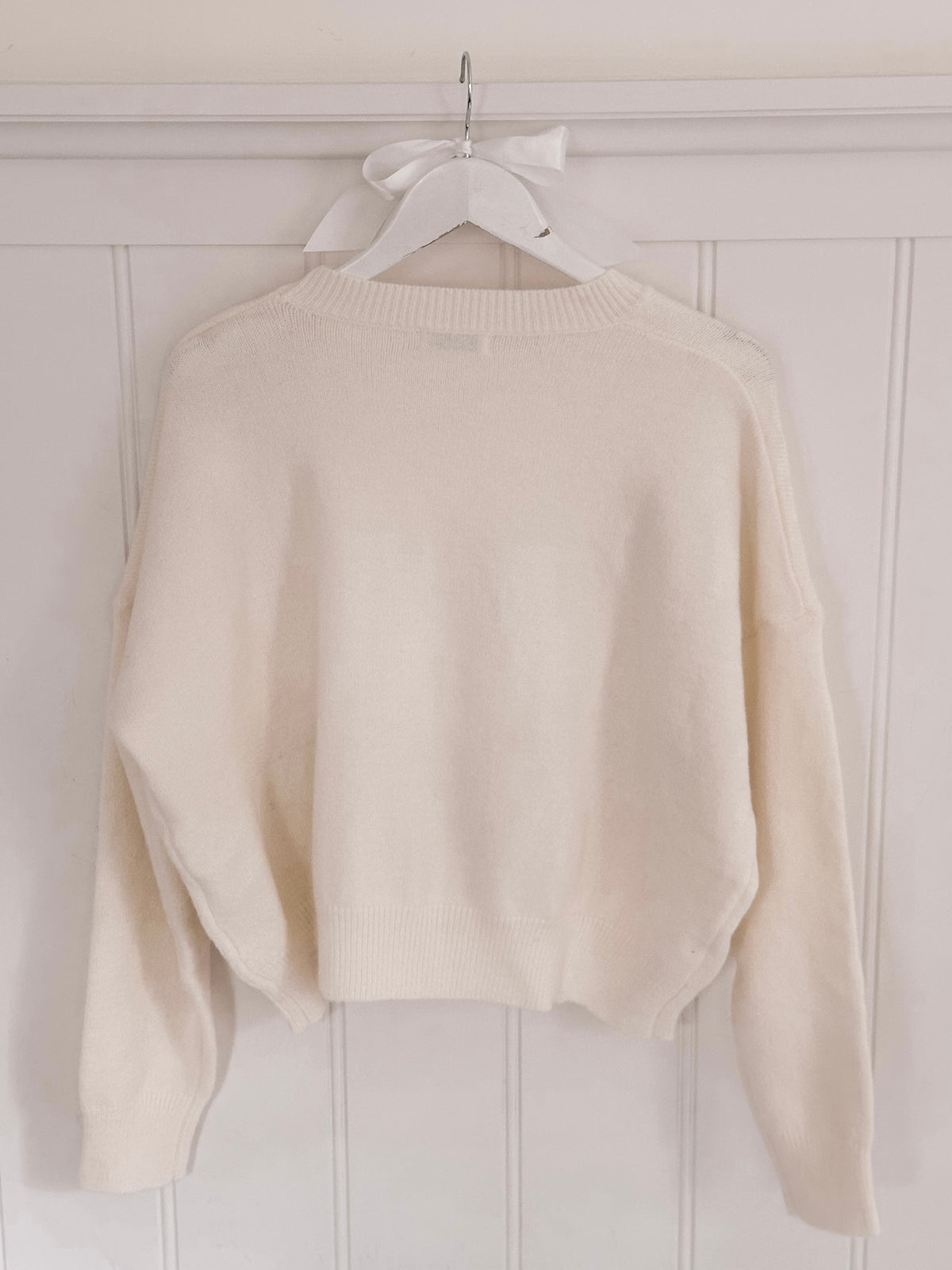 Cream Black Bow Sweater