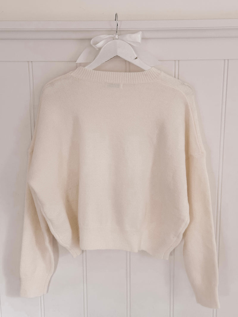 Cream Black Bow Sweater