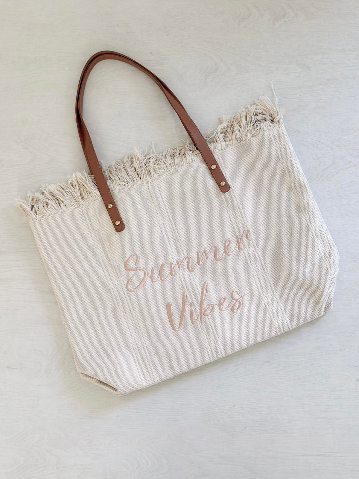 Summer Vibes Beach Bag - Cream