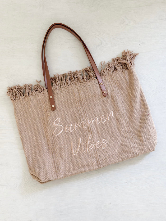 Summer Vibes Beach Bag - Beige