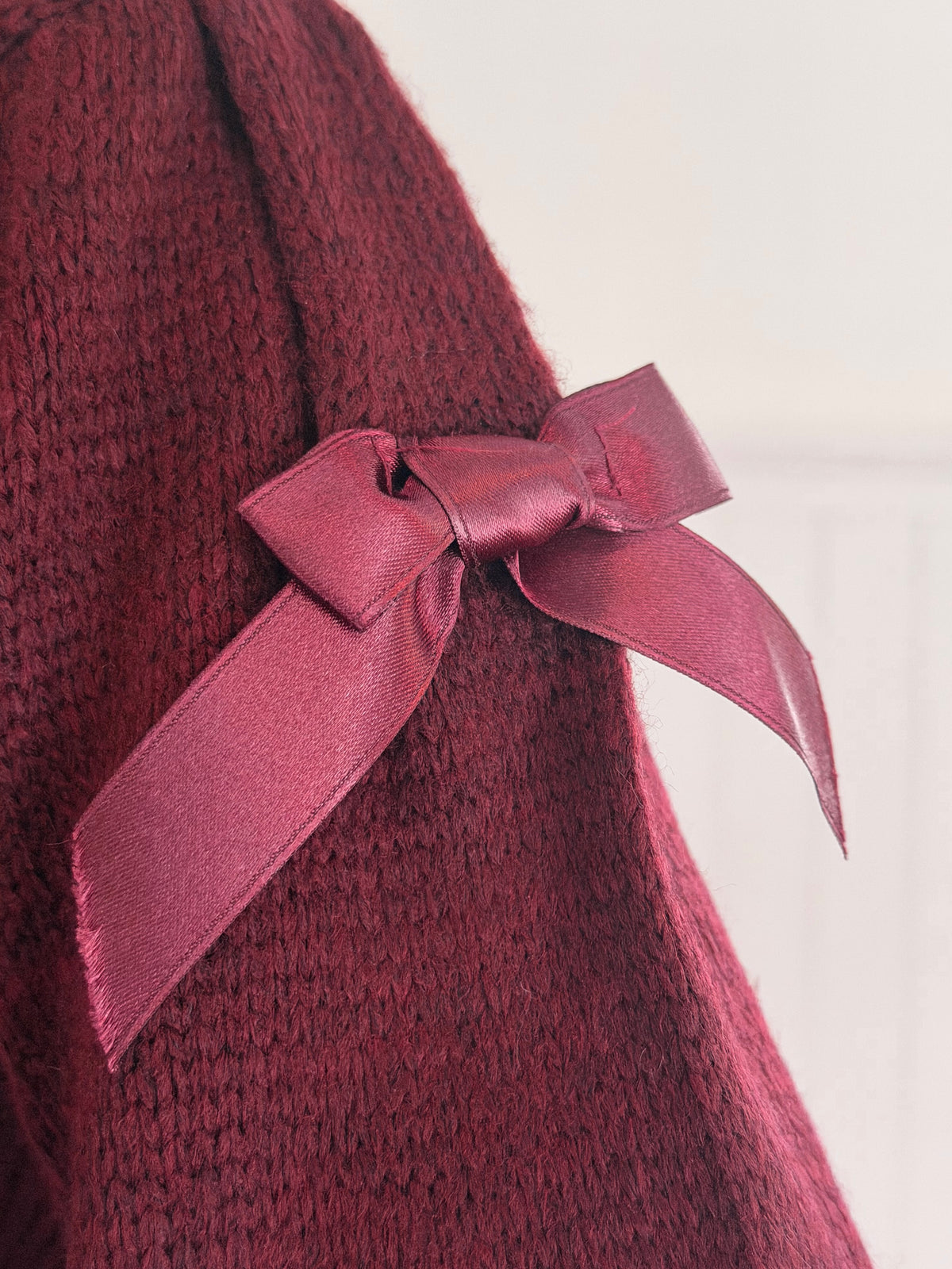 Burgundy Satin Bow Pull
