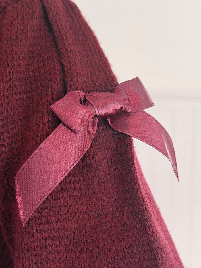 Burgundy Satin Bow Pull
