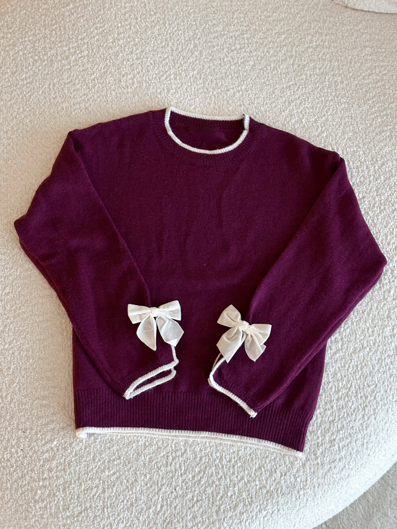 Cute Holiday Velvet Bow Sweater